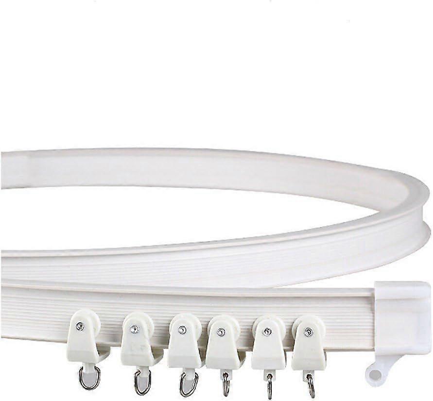 Collapsible 300cm Ceiling Mount Alloy Metal and Flexible Plastic Rod for Window Curtain, White