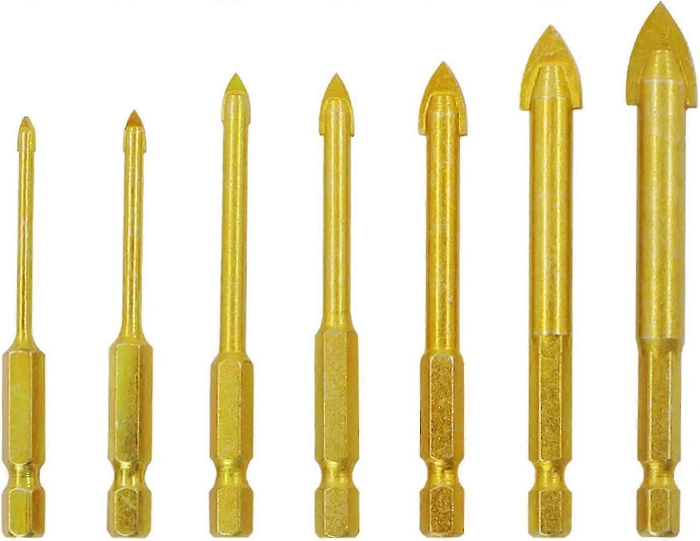 7 Pcs Tile Drill Bit, Concrete,diameter 3/4/5/6/8/10/12mm Tile 1/4" Hex Spear Head
