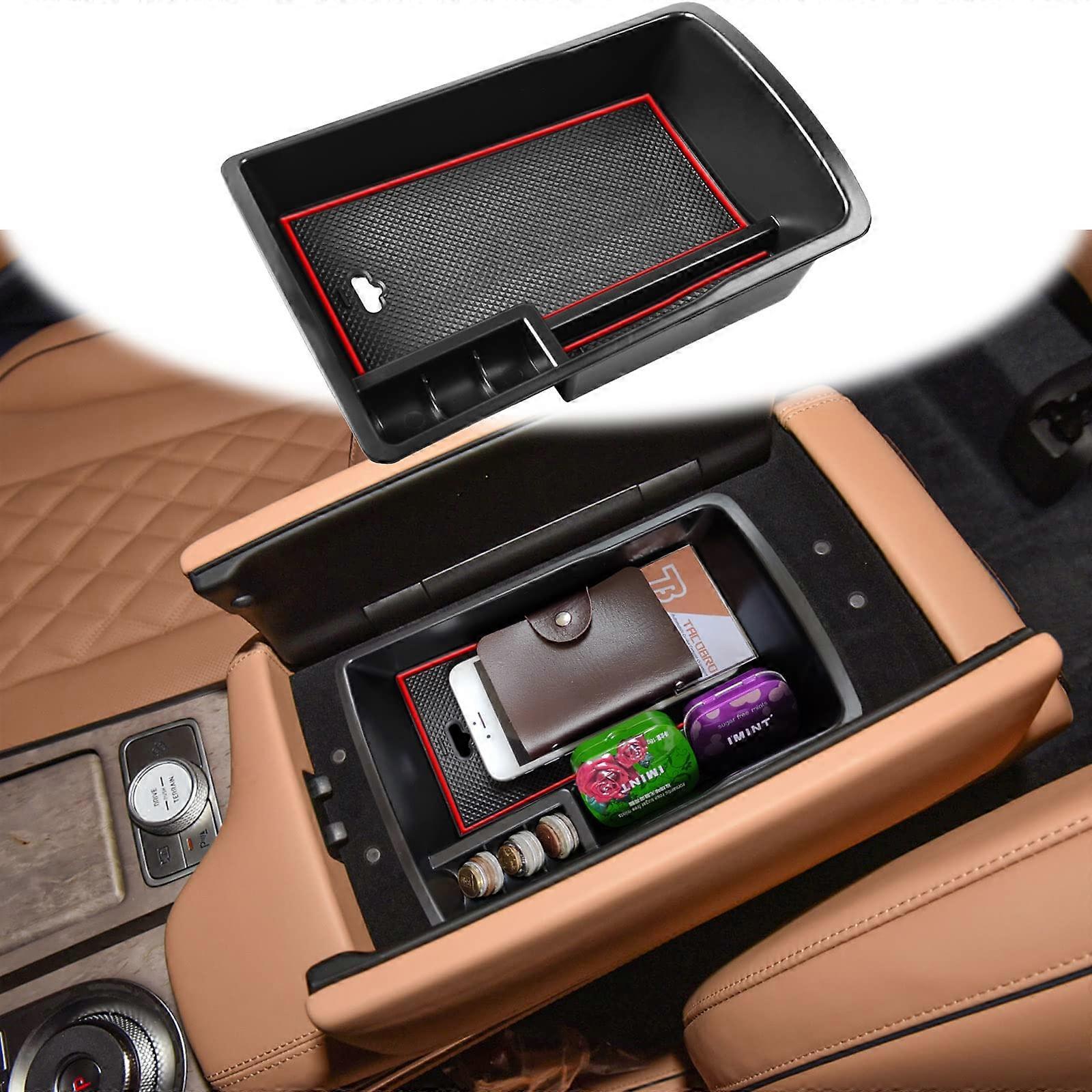 Center Console Organizer Tray for Genesis GV80 Accessories with Red Trim, Durable Material, Custom Fit Design