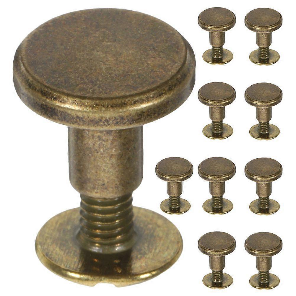 10pcs Leathercraft Rivets Binding Post Screw Sets for Bookbinding and Bag Repair Round Flat Head Screws for DIY Crafting Supplies