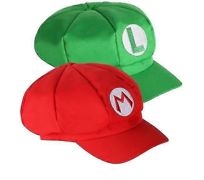 Pack De 2 E Luigi Chapéus Vermelho E Bonés Adulto-1
