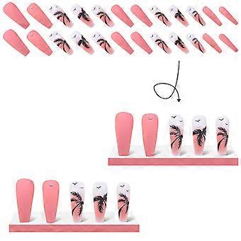 Kokospalm Press-on Nails Charmant Comfortabel Dragen