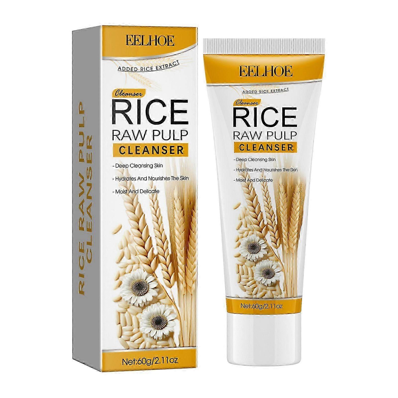 Rice Raw Pulp Cleanser, Clear Pores And Lighten Dull And Delicate Skin Foam Cleanser