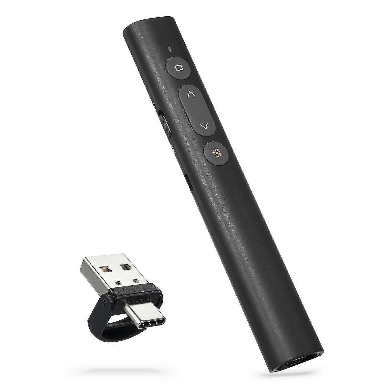 Bisofice 激光演示指针,适用于 PowerPoint PPT 答题器,带 USB/C 型双头接收器无线可充电答题器