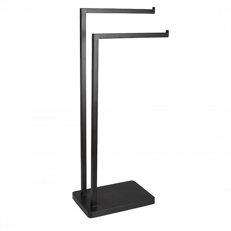 Towel hanger two-armed black stand