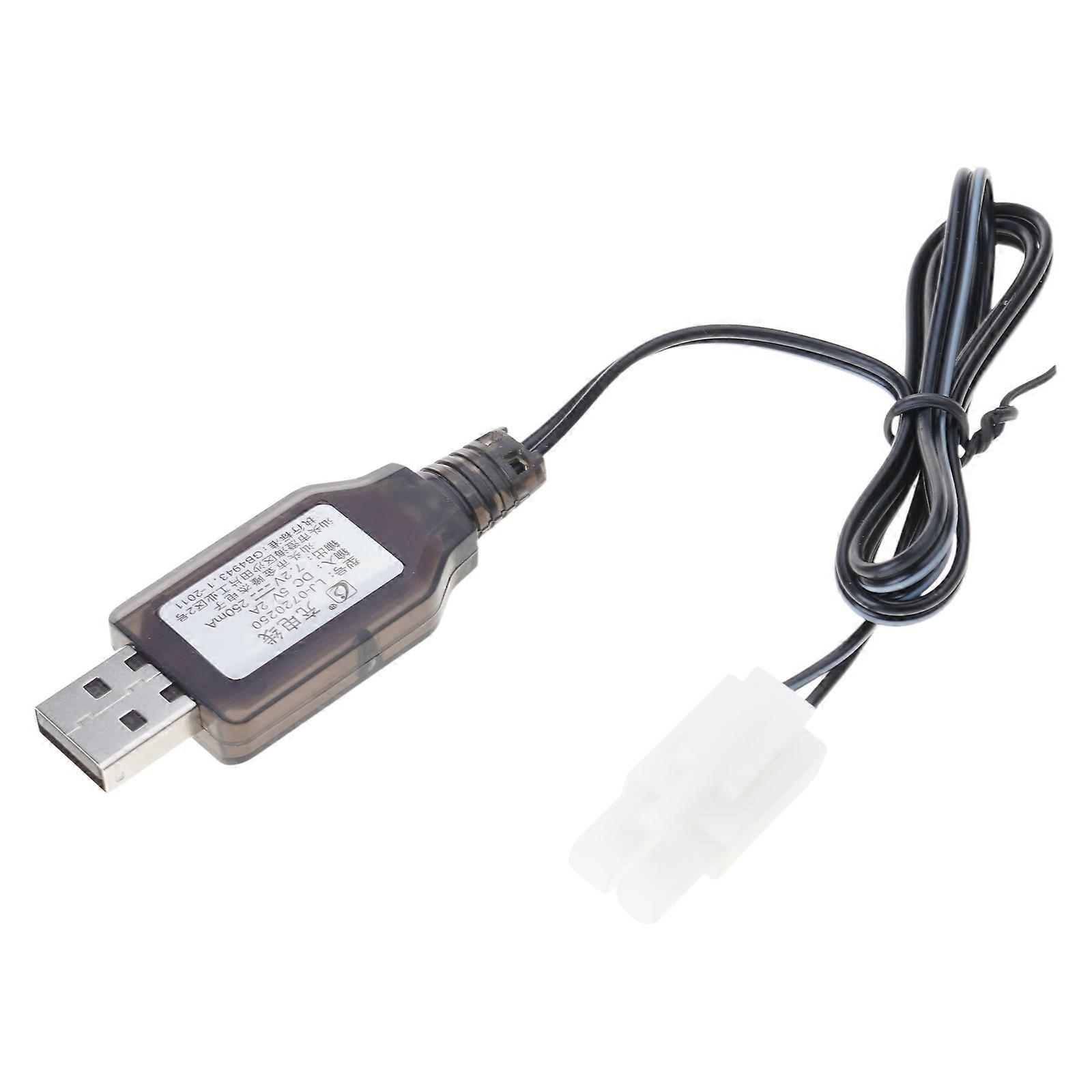 Lightweight L6.2-2P USB Charger Cable for 7.2V NiMH NiCD Batteries in Remote Car with LED Indicators Light Charger