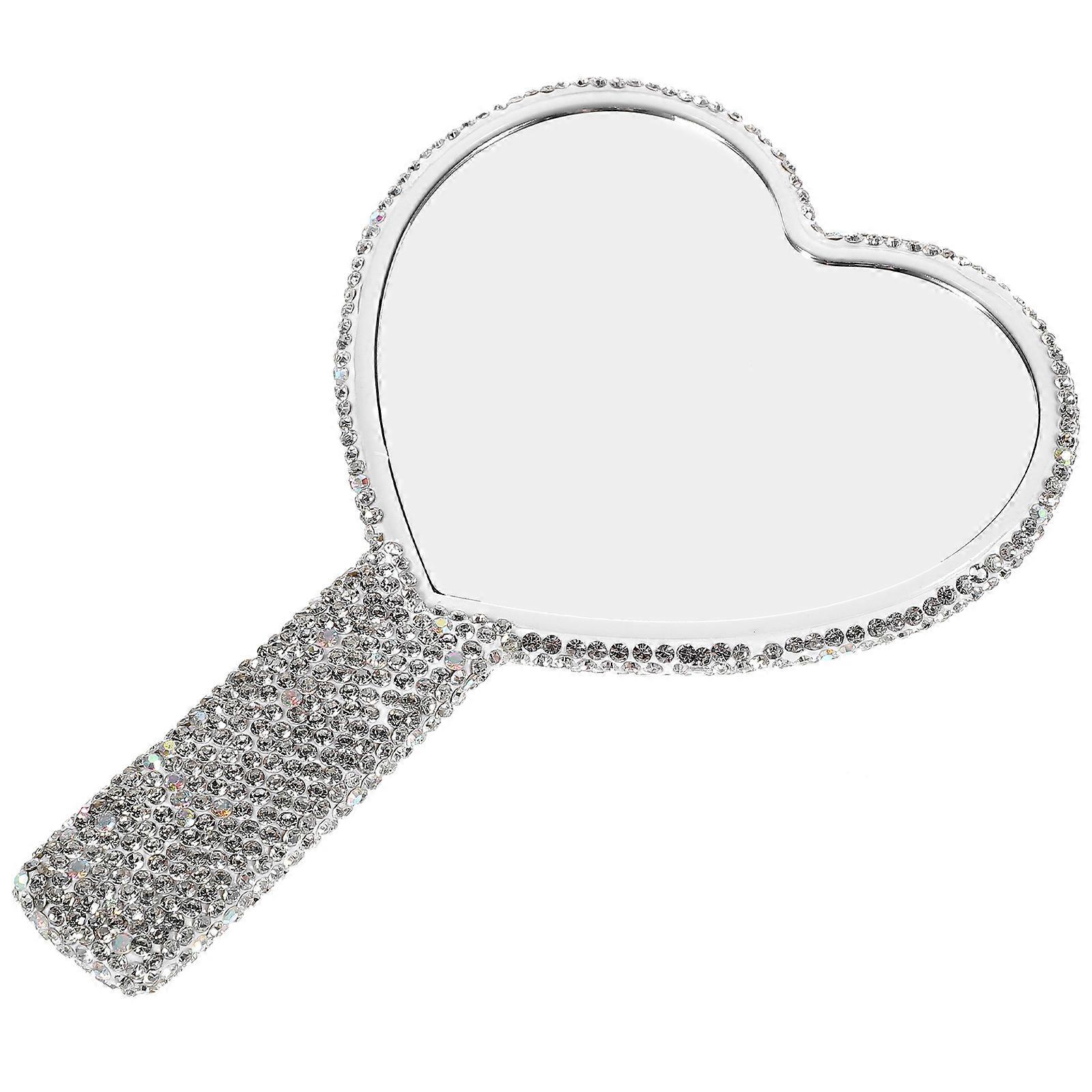 ABS Material Hand Mirror with Rhinestone Design for Convenience and Style