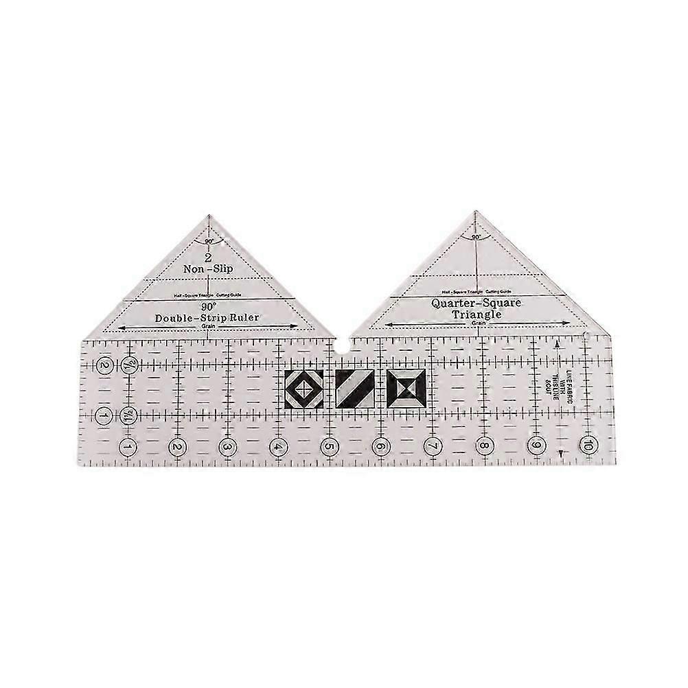 Ruler Grids 45/60/90 Degree Double Strip Ruler Transparent Acrylic Non Slip Quarter Triangle Cutting Guide for Sewing