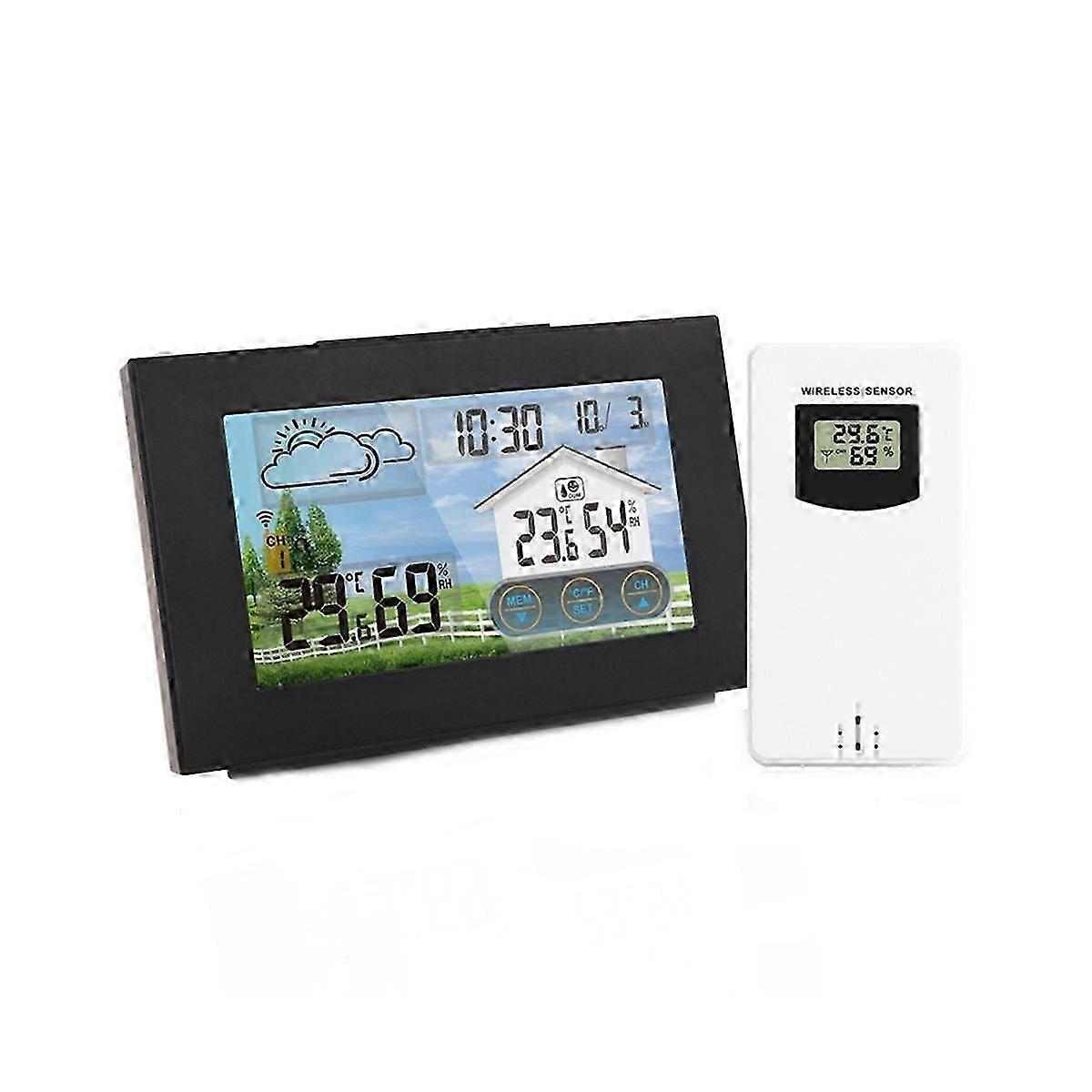 With Sensor Color Touch Screen Alarm Clock Wireless Weather Station Forecast Indoor Outdoor Thermom
