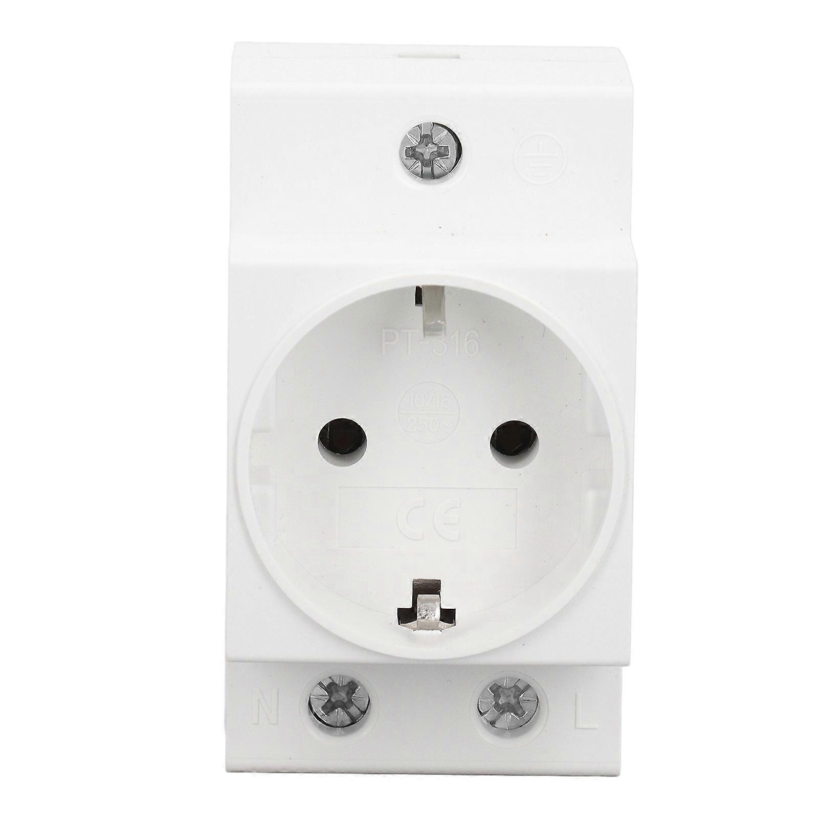 DIN Rail Socket Built in Protective Contact Earthing Contact Outlet for Distribution Panel EU AC250V 10 16A 