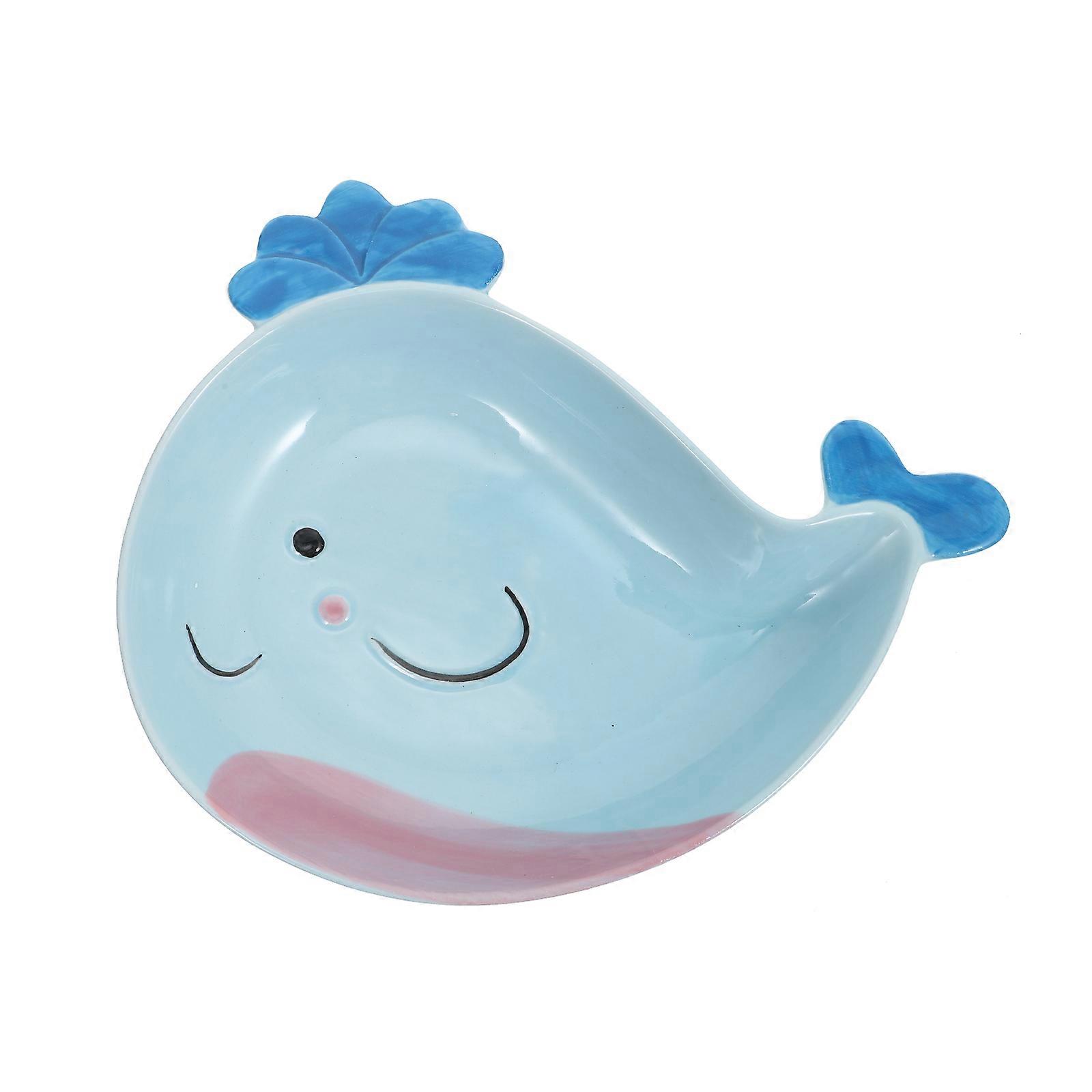 Children's meal plates, practical ceramic construction, playful whale motif