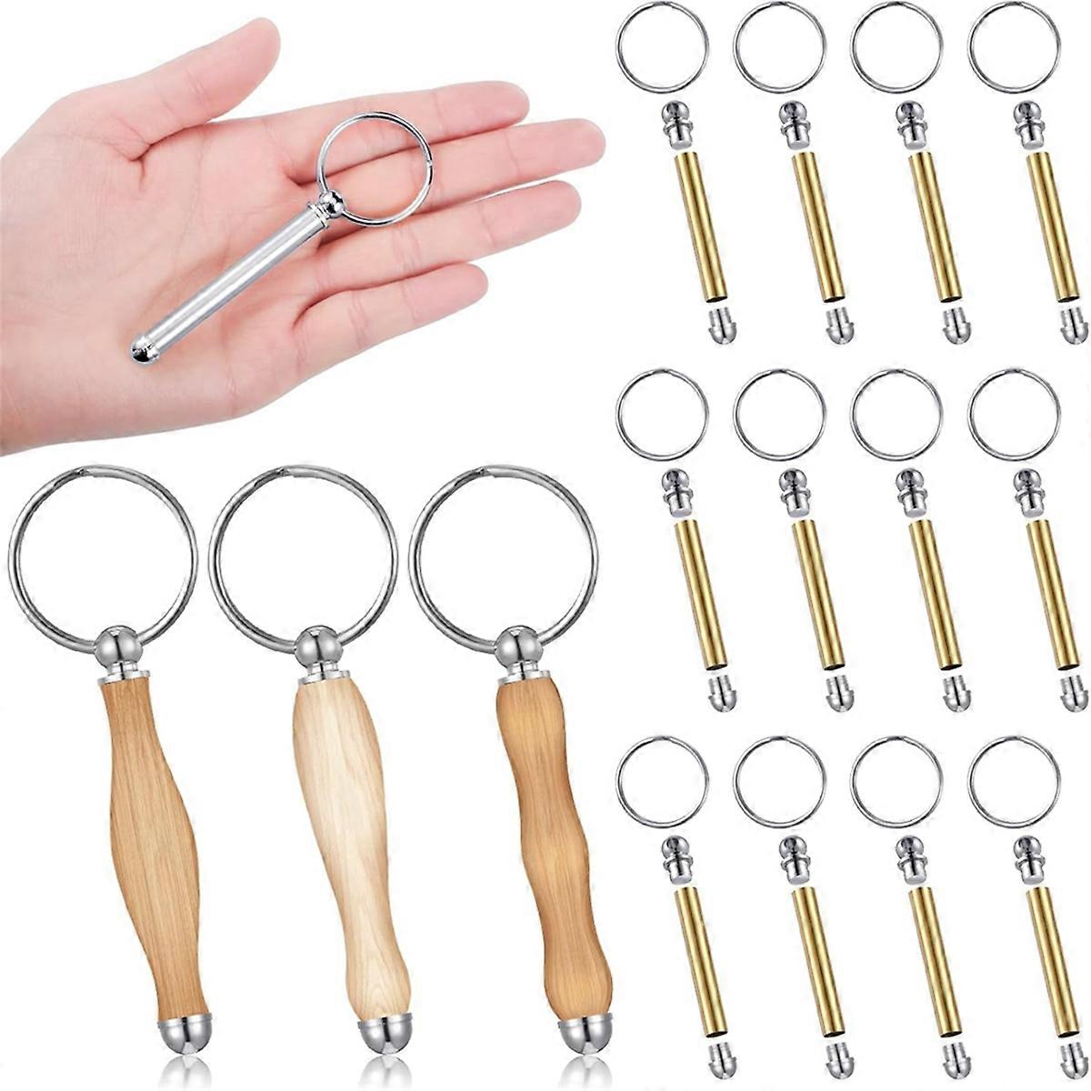 12pcs WoodTurning Keychain Kit Wood Turning Accessories Mandrel Wood Turning Keychain for Woodworki