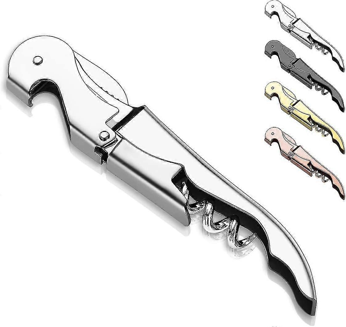 Rustfri Stål Servitør Korketrekker Med Foliekutter - Sølv Vinåpner