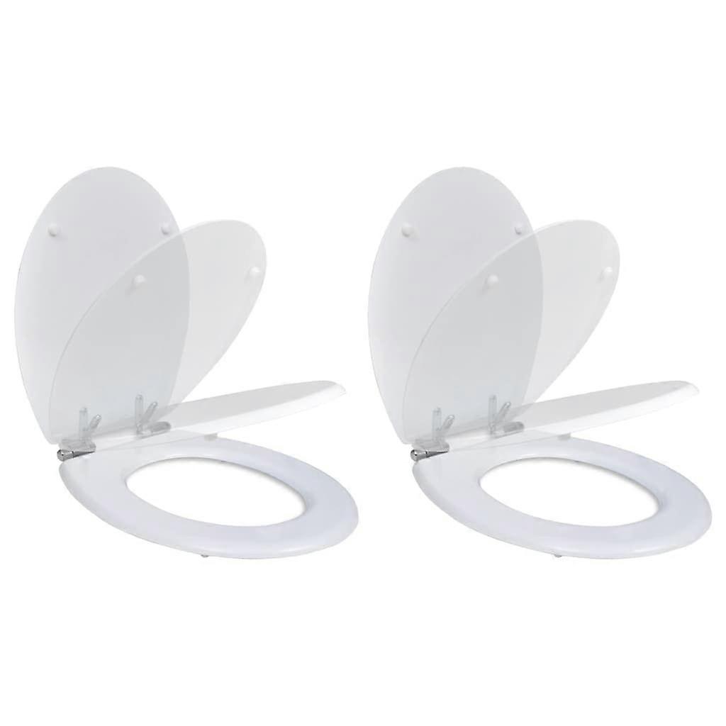 Toilet Seat Soft-Close Mechanism MDF Plain White 2-Pack, Standard Size, Durable Toilet Lid for Easy Installation
