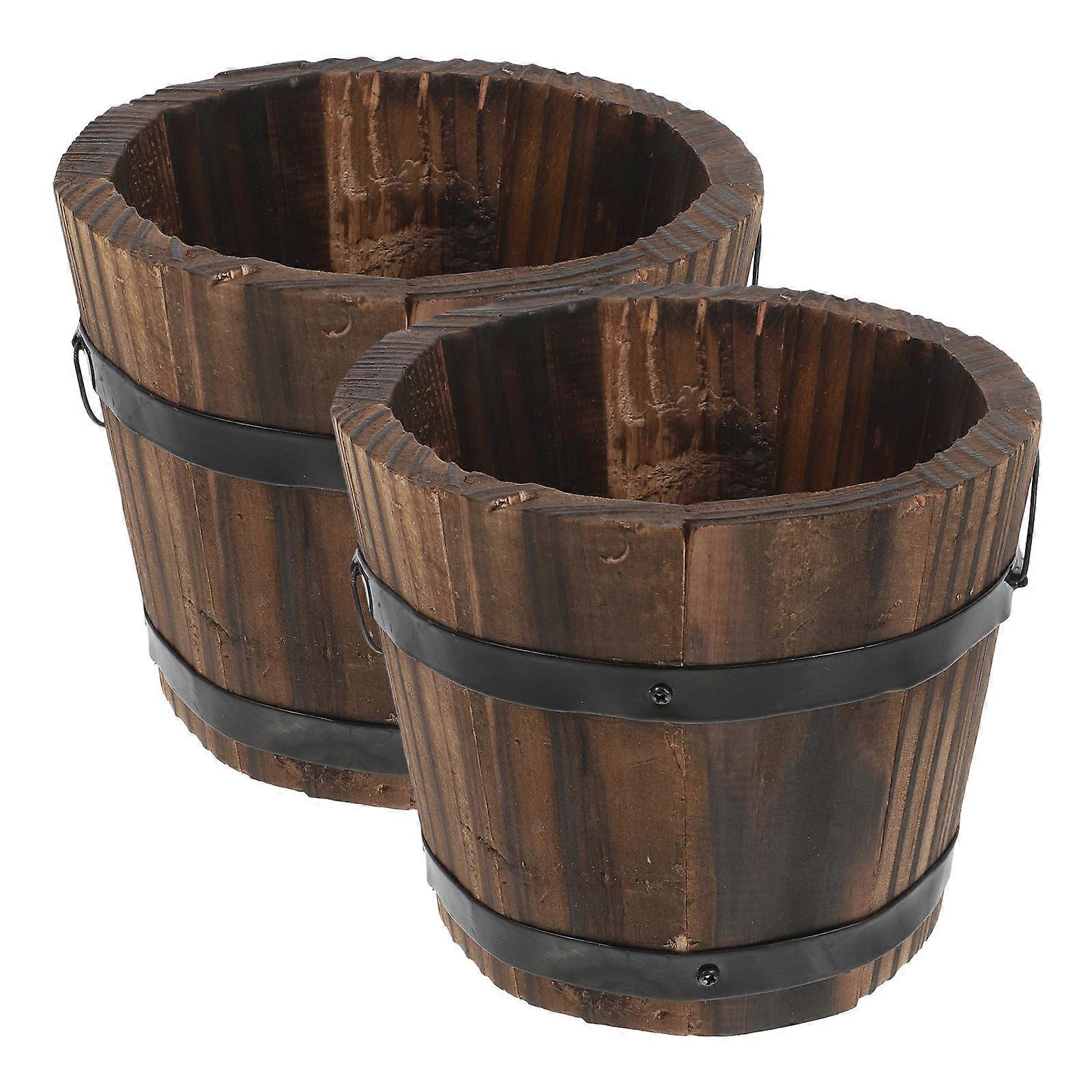 2Pcs Wooden Flower Planters Ideal for Succulent Decoration