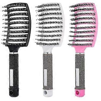 3 Pieces Vented Detangling Hair Brush Boar Bristle Curved Hair Brush Detangling