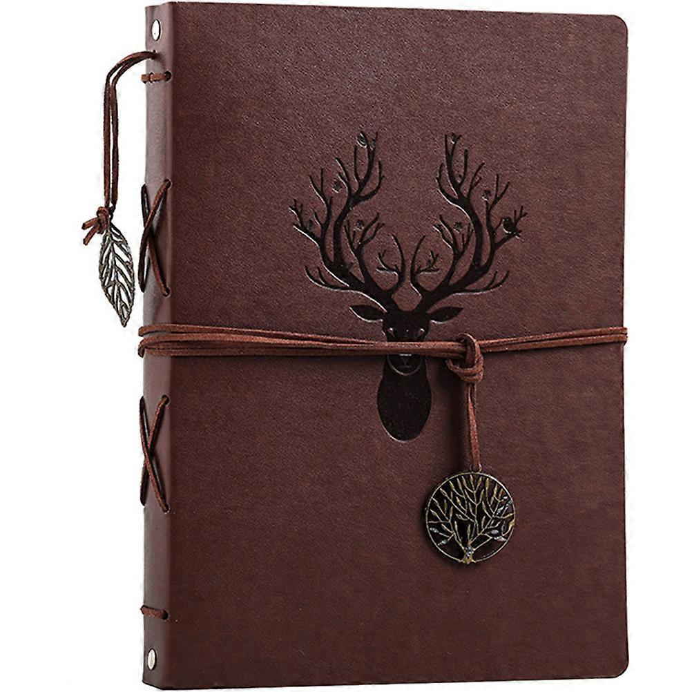 Retro Style Scrapbook Photo Album Vintage Pu Leather Diy Memory Recording Wedding Guest Book Brown 27x20.5cm 30 Sheets 60 Pages 1Pack