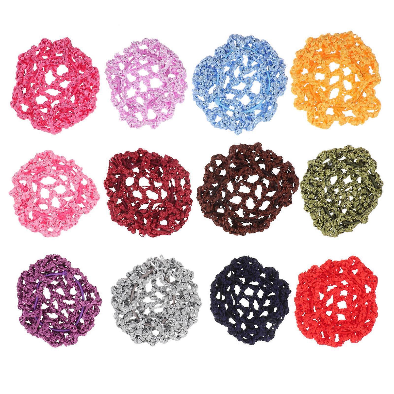 Head Band Ballet Dance Bun Covers Assorted Color Hair Accessories For Evening Events Secure Fit 12Pcs
