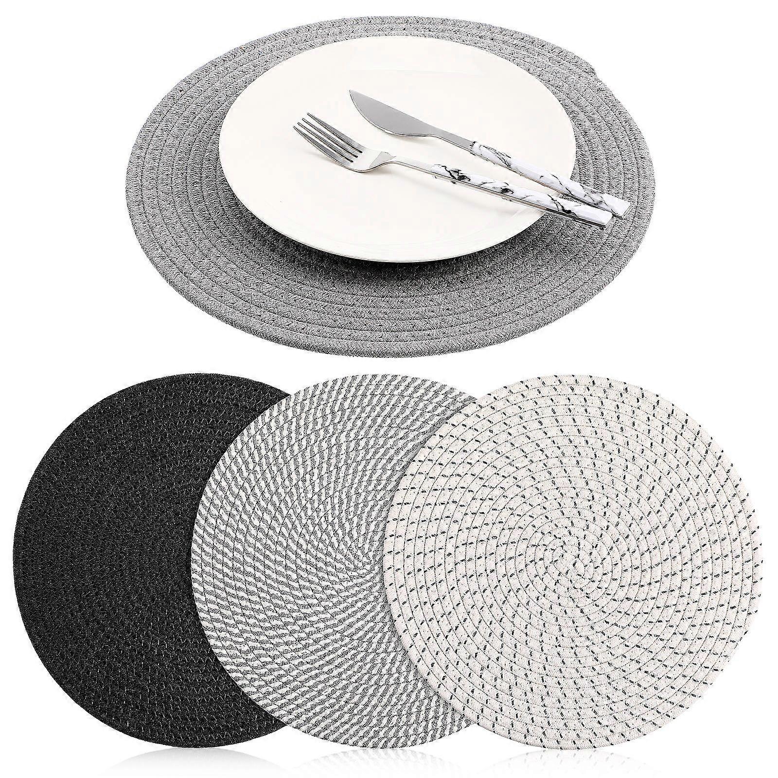 Cercle tissé sets de table protection de table utilisateurs ménagers 4Pcs