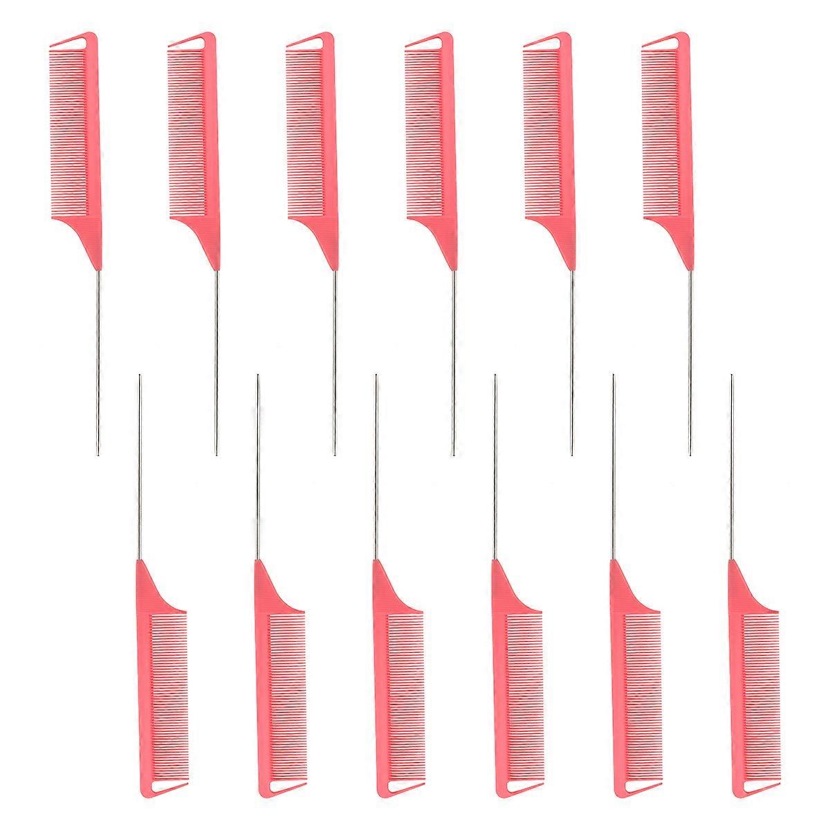 Plastic Combs Hairdressing Accessories Pointed Tail Comb Everyday Use Comfortable Handle 12Pack
