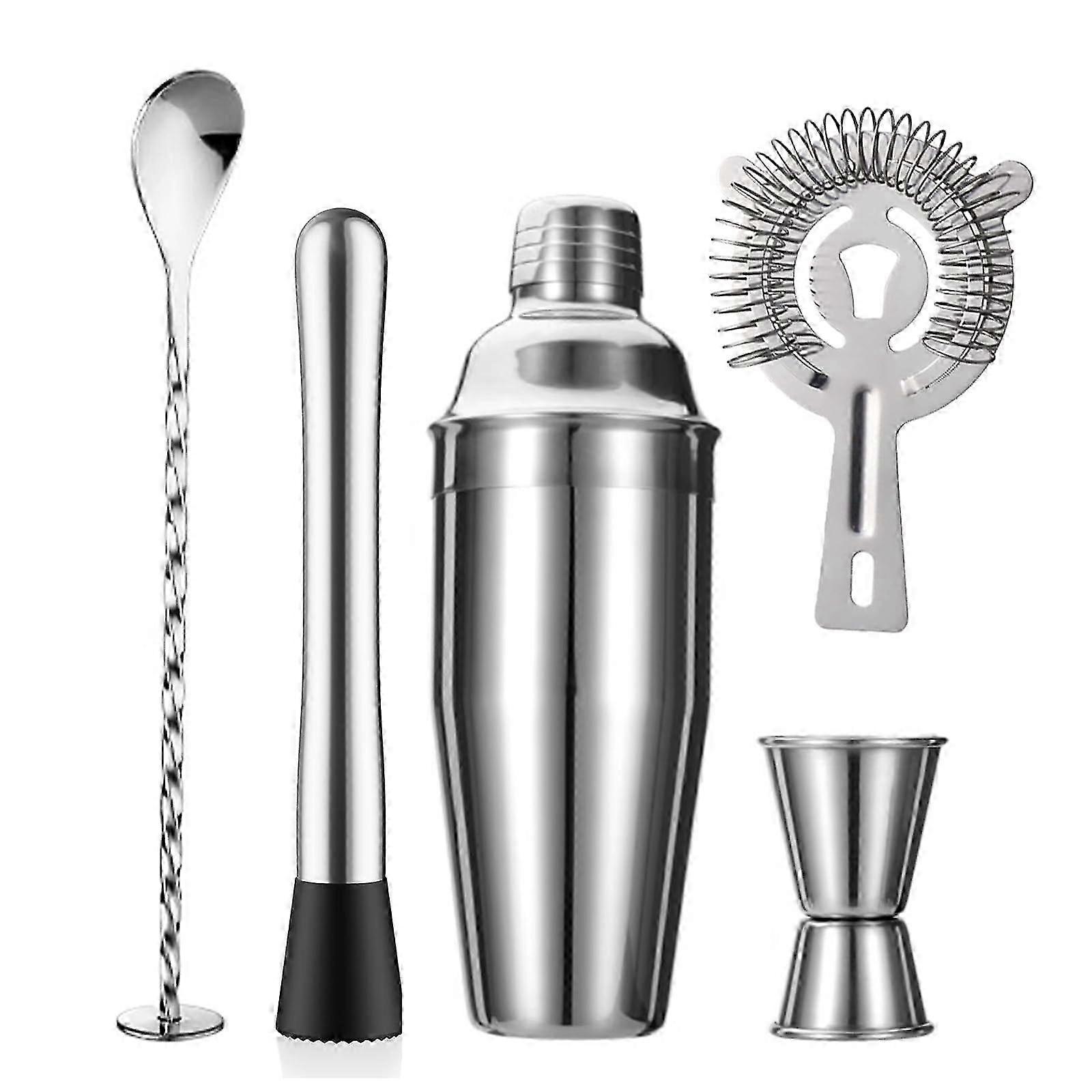Cocktail Mixing Set with Rolling Strainer, Jigger, and Carrier