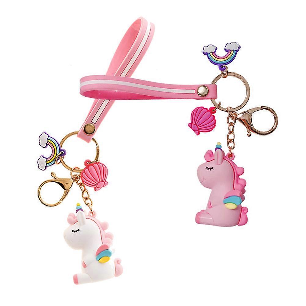 Cartoon Key Pendant Unicorn Keychains Keychain Accessories Pink and White Silicone Key Holder Stocking Stuffers 2Pcs