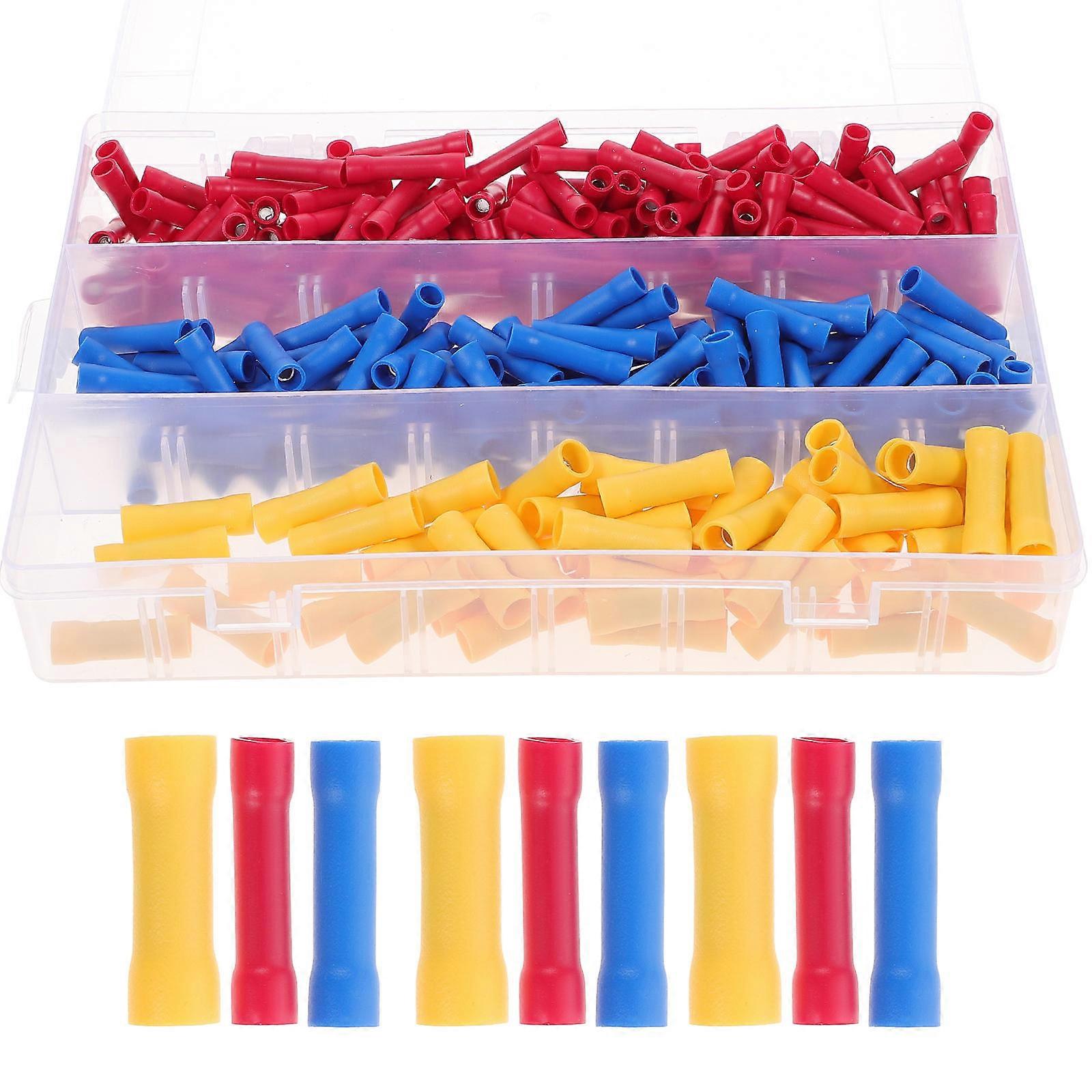 Electrical Crimp Connectors Assorted Color Butt Connector Wire Applications 0.9X0.2X0.2In 300Pcs