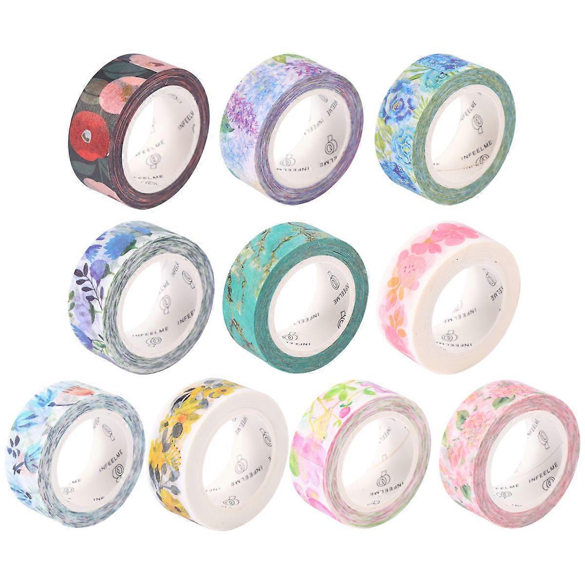 Colorful Paper Tapes DIY Projects Craft Enthusiasts Assorted Color 700x1.5cm present Wrapping 10 Rolls