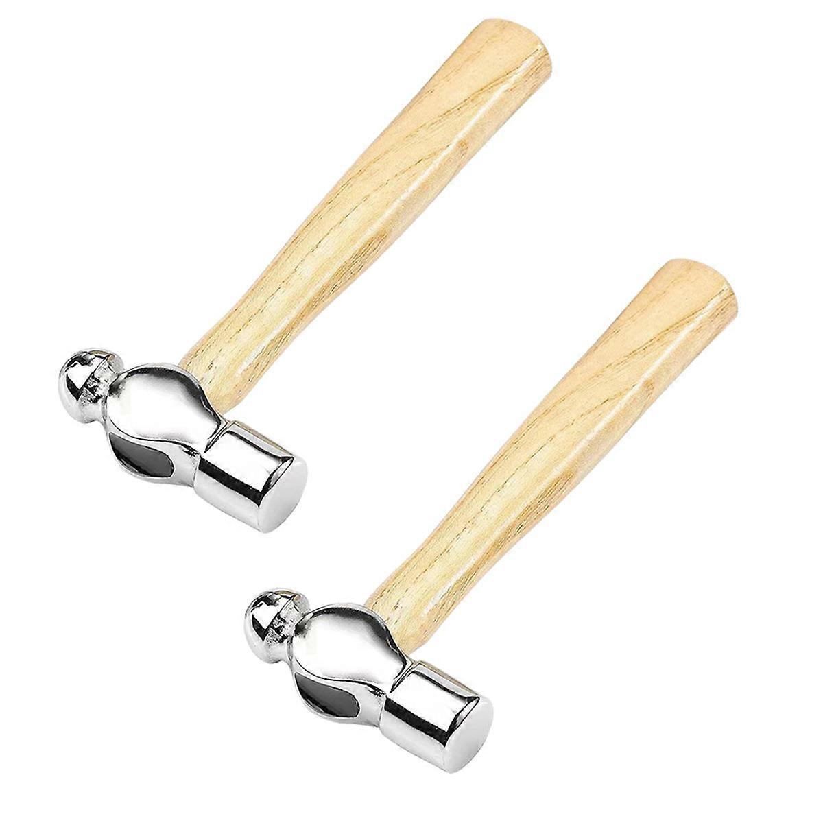 2X Wooden Handle Round Hammer Home Installation Hammer Walnut Hammer 0.25P Woodworking Hammer Mini H