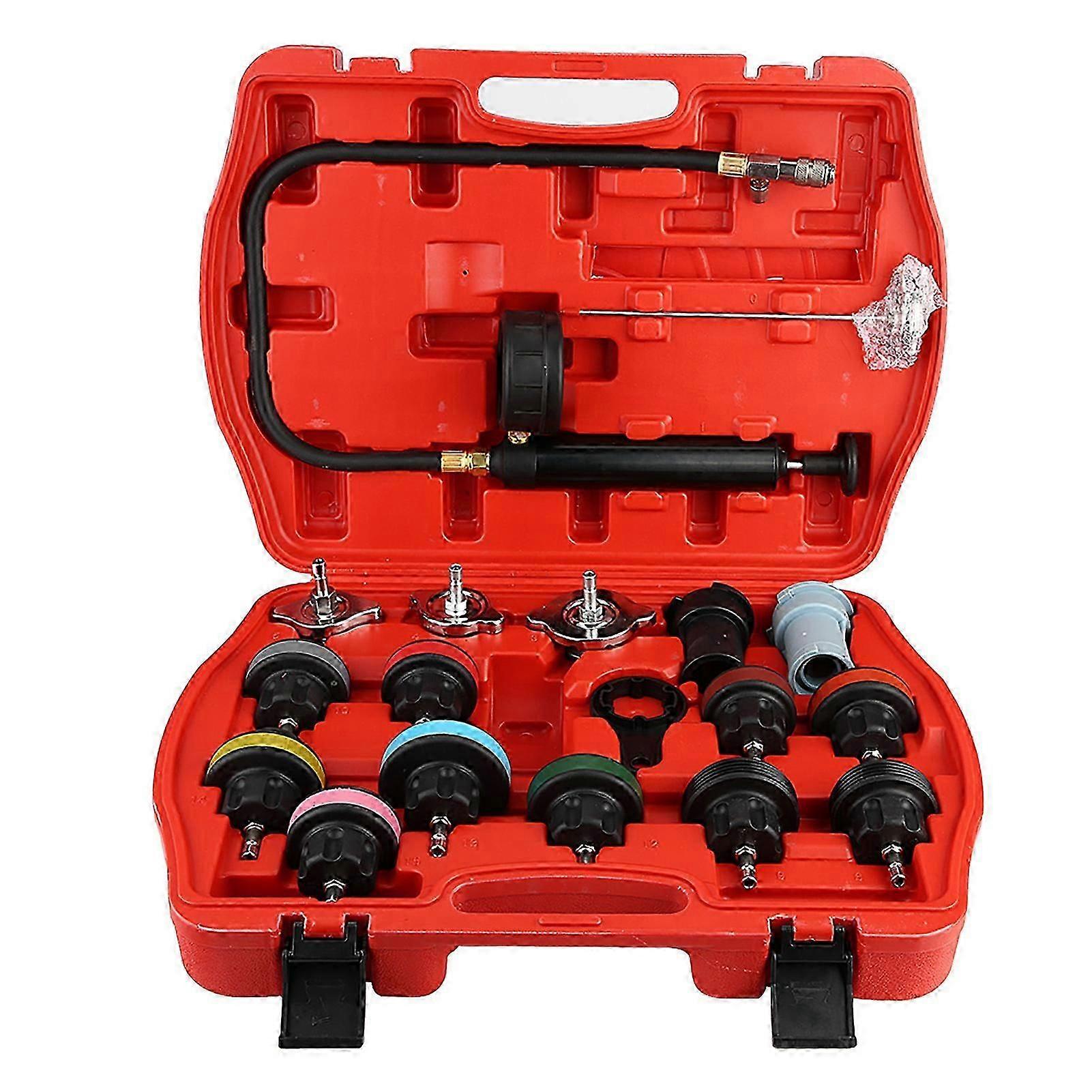 18pcs Universal Car Water Tank Leak Tester Cooling System Detector Tool Kit