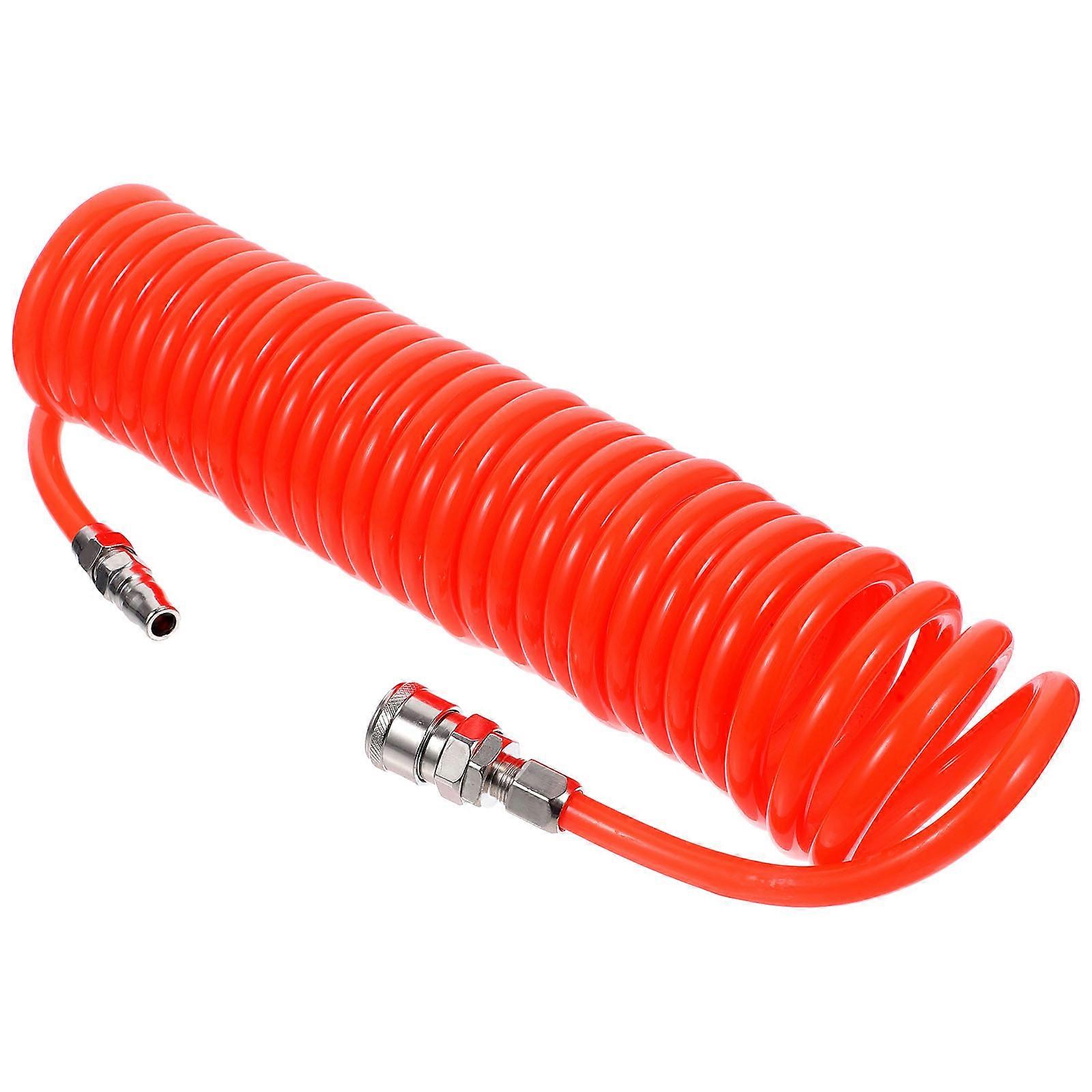 Pneumatic Air Compressor Spring Tubing Retractable Coiled Hose Orange 600X2.3X2.3CM Compact Storage 1Pack