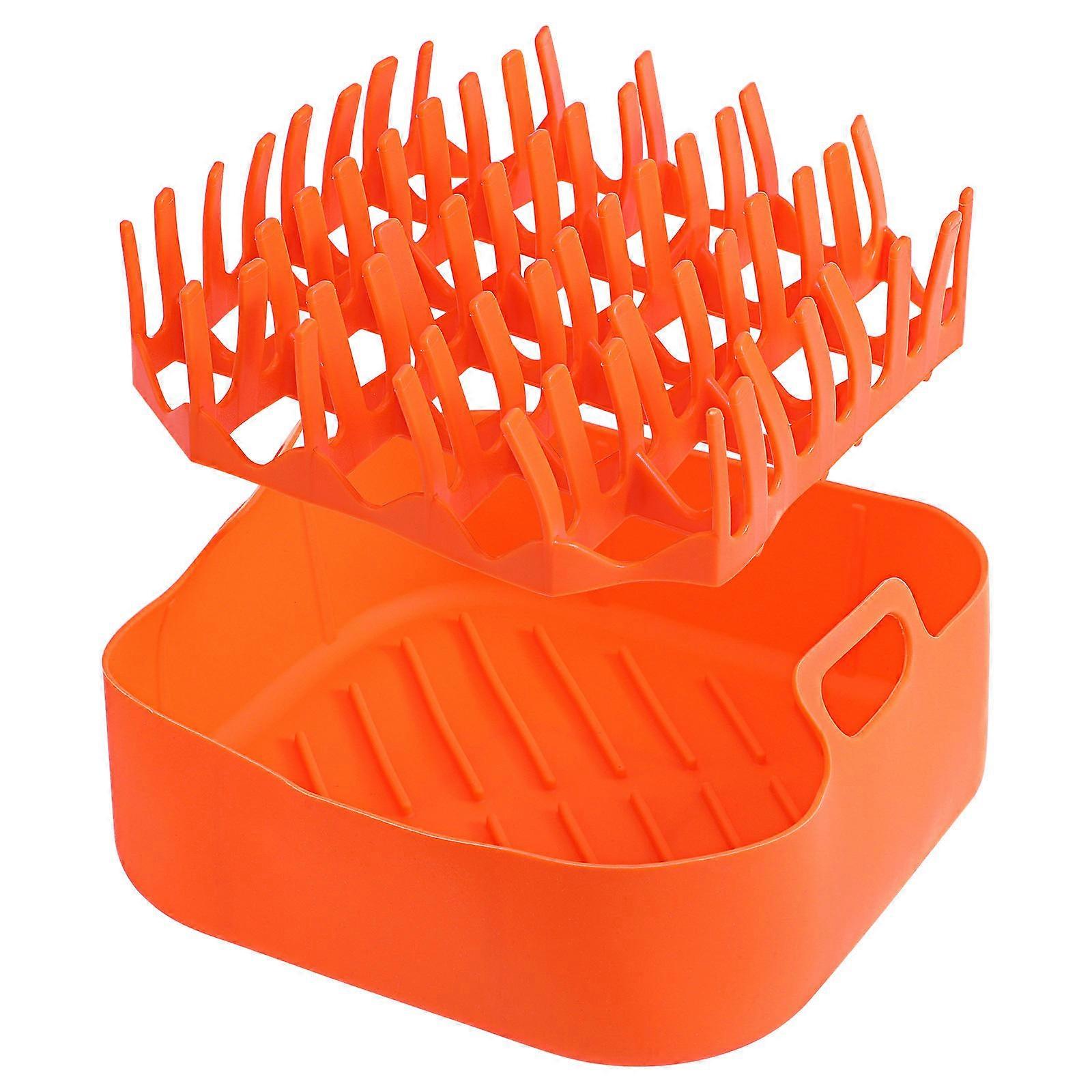 Air Fryer Accessories Rack Set of Air Fryer Silicone Pot Bacon Baking Rack for Restaurant Use Orange 20.00X20.00X6.50CM Heat-resistant 1 Set
