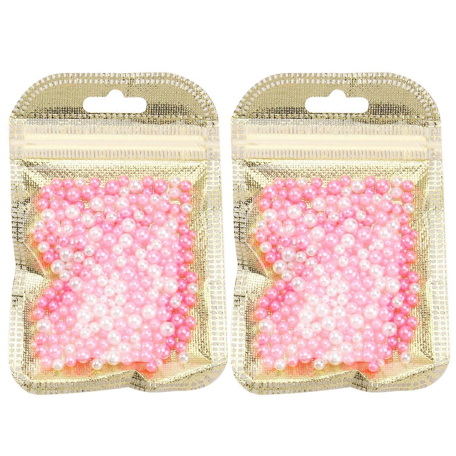 Pearls For DIY Pink Round Resin Artificial Pearl Beads For Decoration Beads 2Packs
