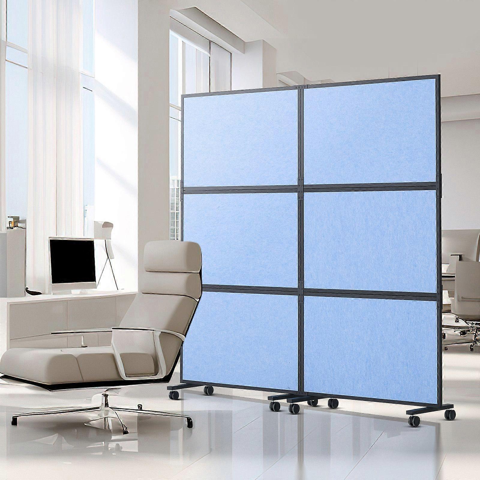 Office Divider, 2 Panel Office Partition, Freestanding Office Divider Wall Partition & Privacy Divider Reduce Noise, Light Blue