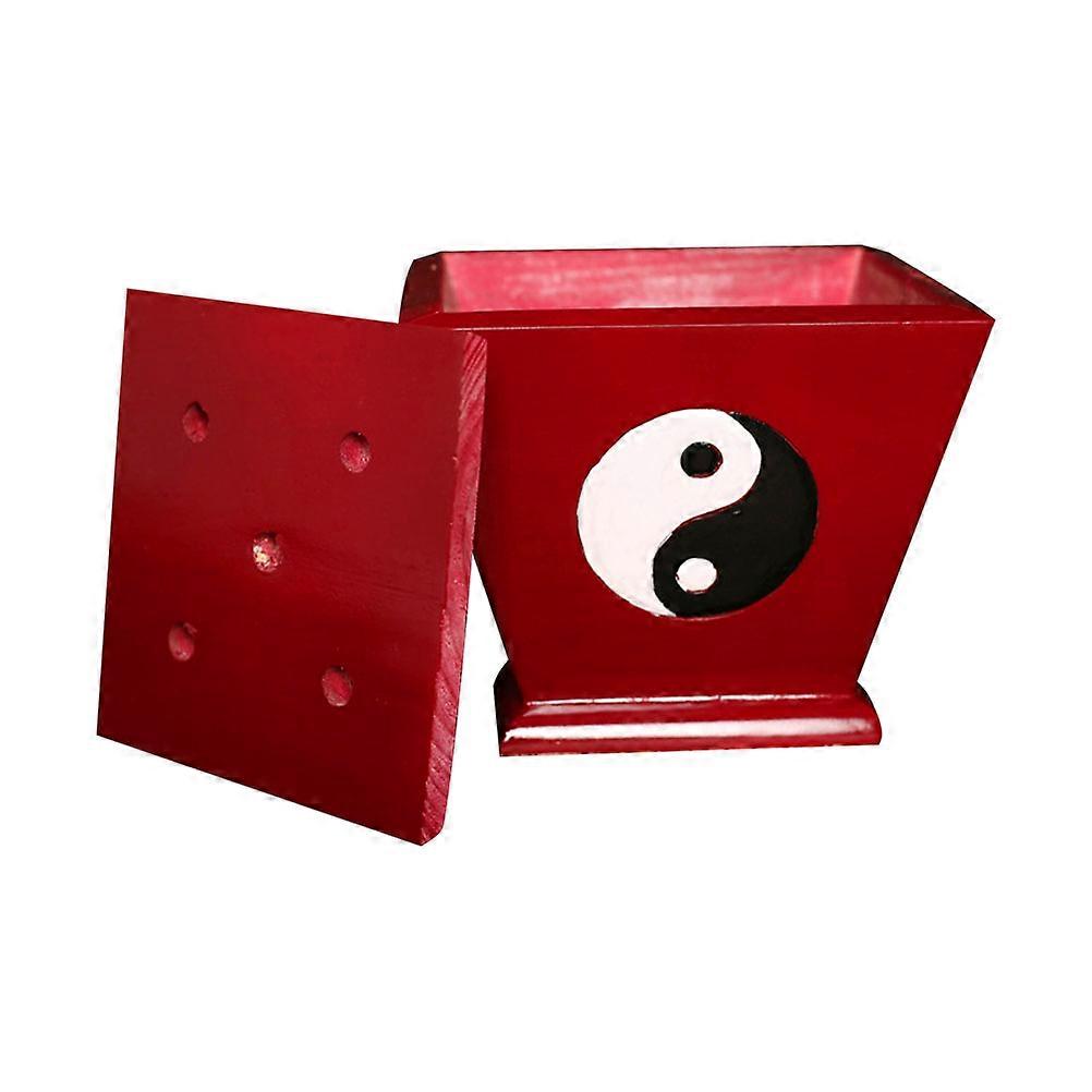 Wooden Flag Stand for Storage Use Dark Red Synthetic Material 1Pc 8.3in x 3.5in x 5.5in