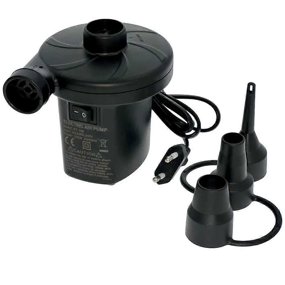 Electric Inflator Pump 2 Pin EU Black for Compression Intake Air - Portable, High-Pressure, Durable Design