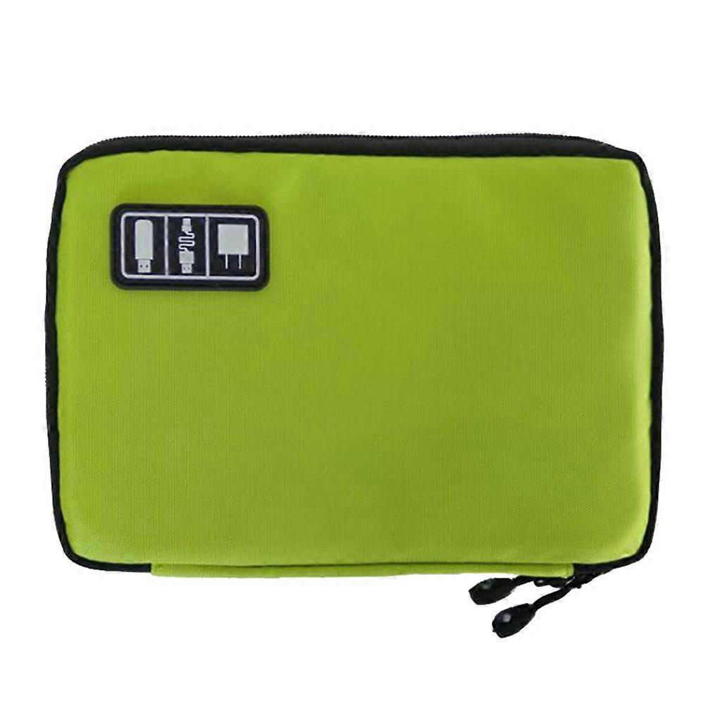 Mobile Phone Accessory Storage Bag Waterproof 2 Layer USB Cable Organizer Digital Gadget Case Green For Travel Daily Use 1Pcs