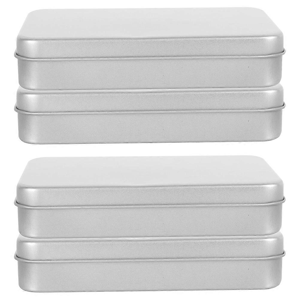 Tin With Lid Small Tins Compact Simple Design 4Pcs