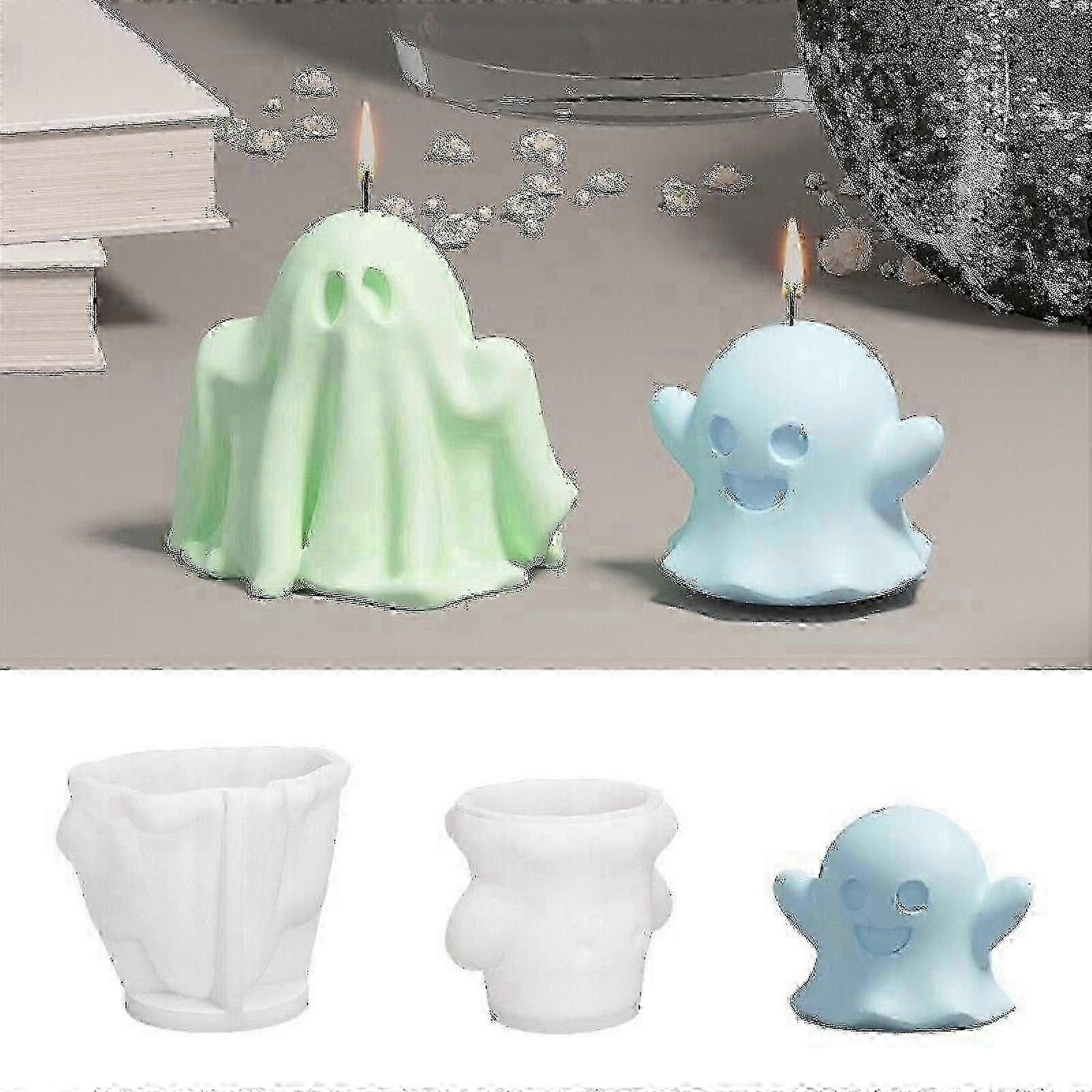 Halloween Ghost Candle Molds, 3D Pumpkin Skull Silicone Molds, Skeleton Soap Molds for DIY Candle Making