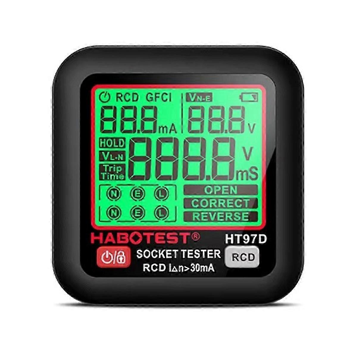 Digital Socket Tester with Backlit Screen and Leakage Protection for EU Voltage Detection