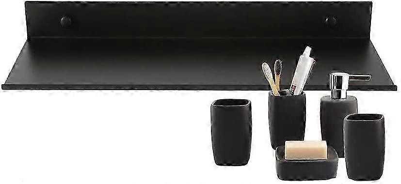 Matte Black Floating Wall Shelf for Bathroom - Heavy Duty Storage (40cm)