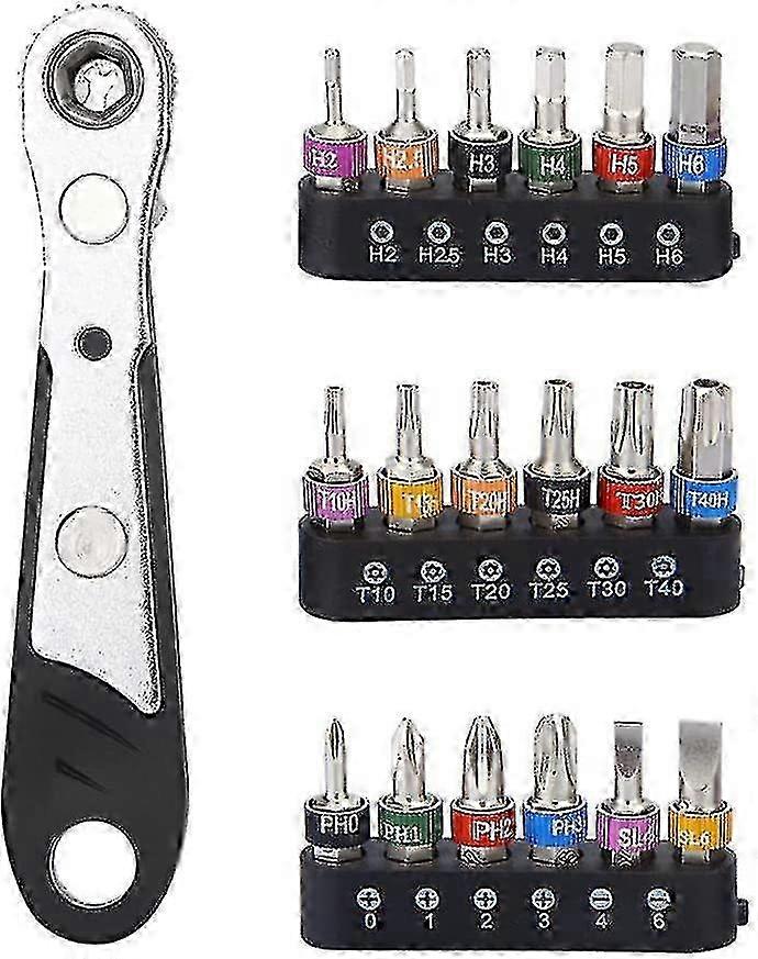 1/4 Inch Hex Socket Wrench Driver Hand Tool with 19pcs Screwdriver Bits Hardware Tools