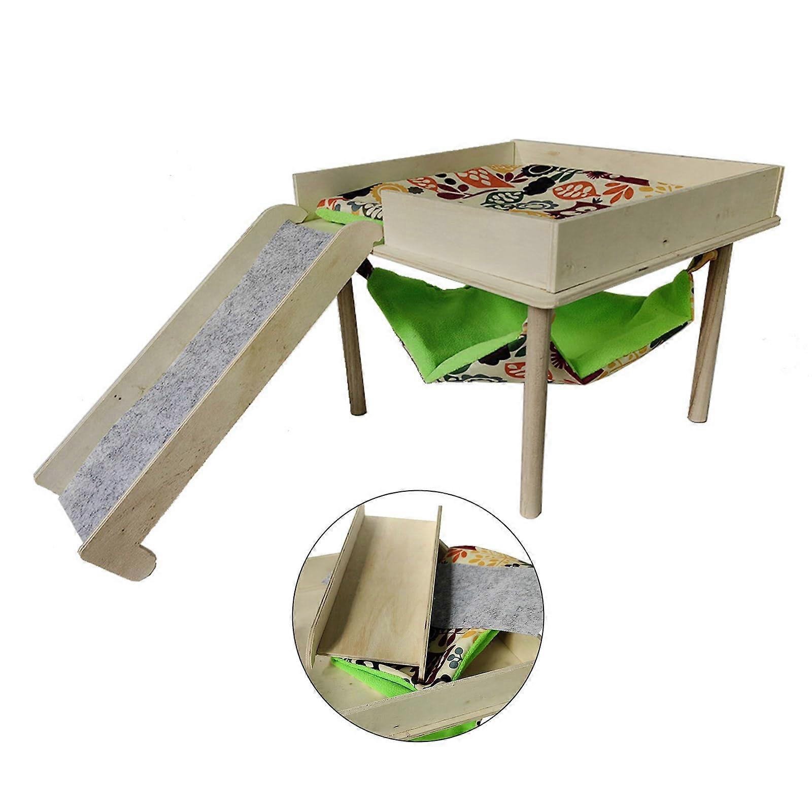 Small Animal Wooden Climbing Platform Nesting Castle for Hamsters and Guinea Pigs, Durable Hiding Place Activity Center