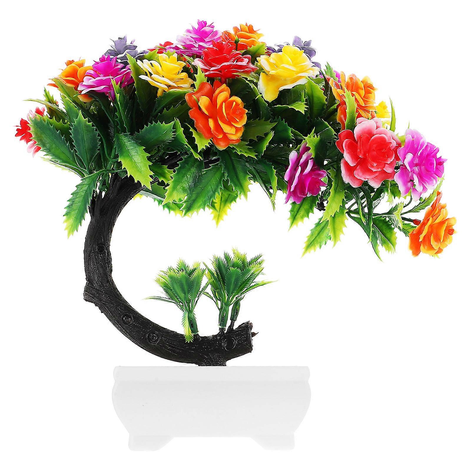 Artificial Bonsai Tree Peonies Simulate Potted Plants for Decor Multi Color