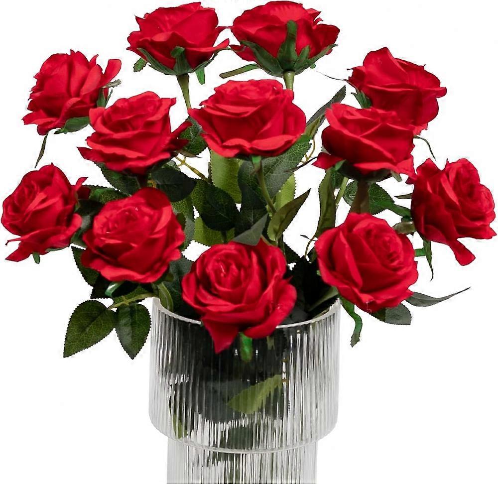 Artificial roses, red, 12 pcs.