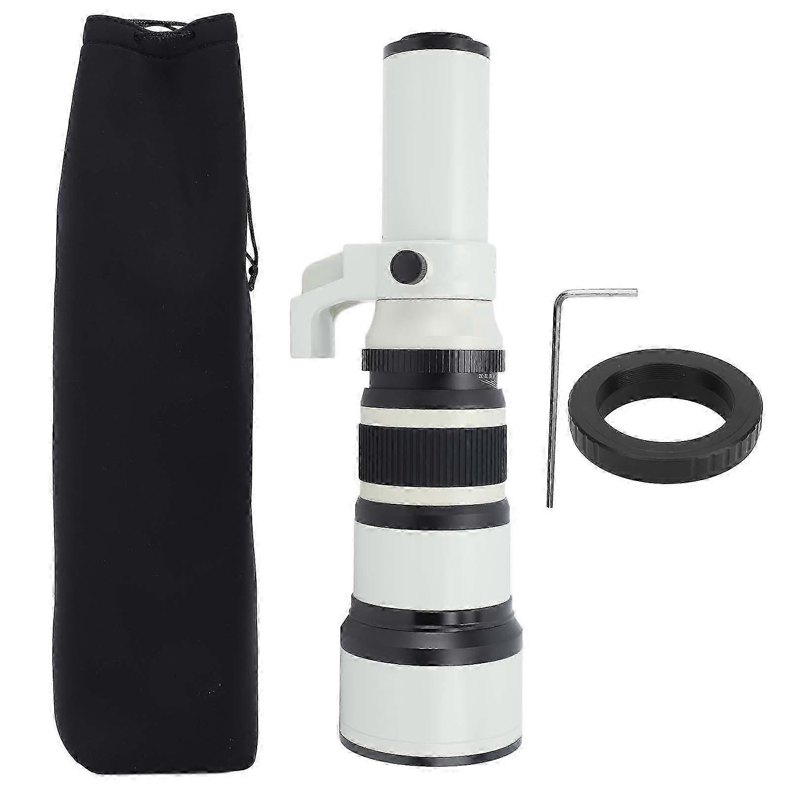 F6.3 Prime Telephoto Lens With T2 Om Lens Mount Adapter Ring For Dslr Cameras Astronomical Telescope Photography White