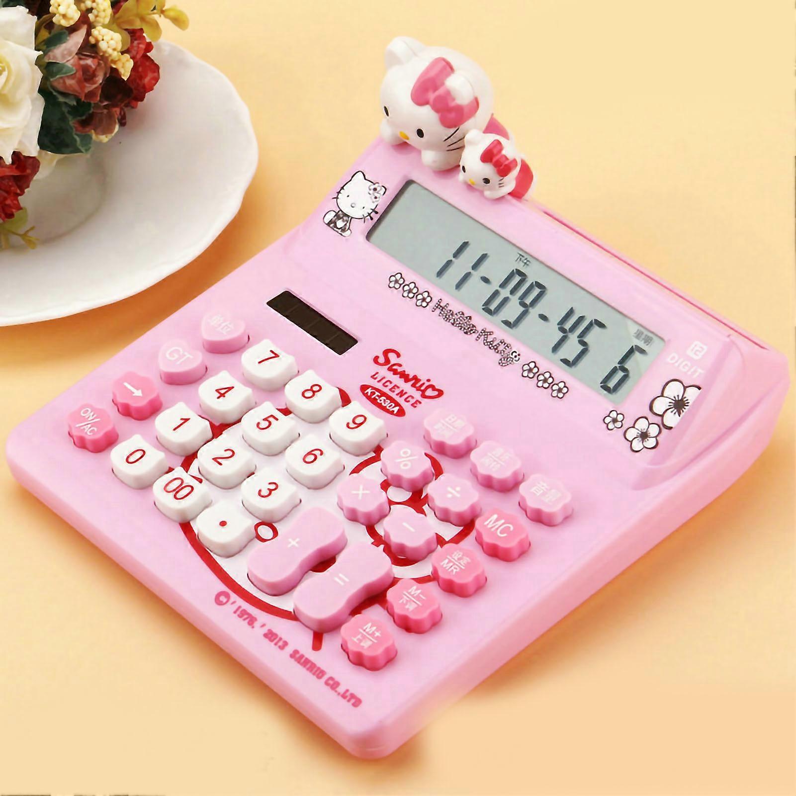 Cute Desktop Cute Cat Style 12 Digit Basic Standard Solar Portable Calculator for Students