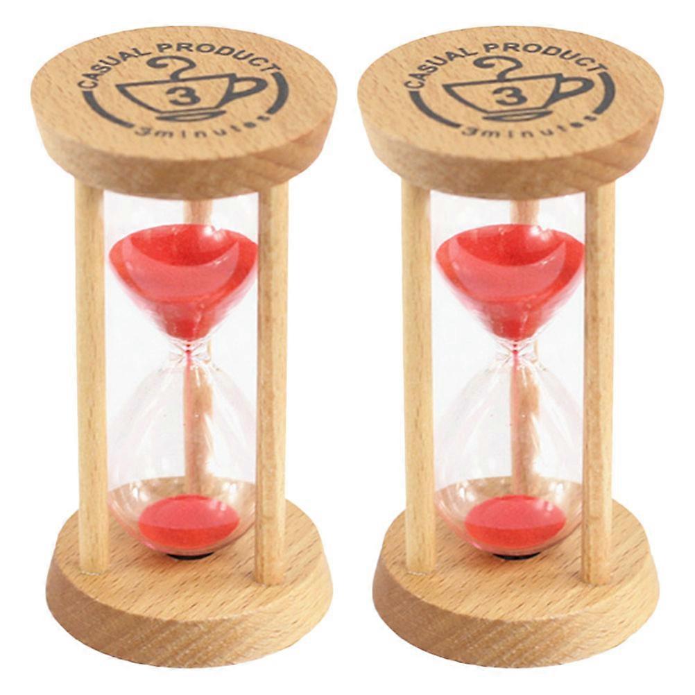 Mini Hourglass Timer For Room Decoration Children Red 10X5cm 2Pcs