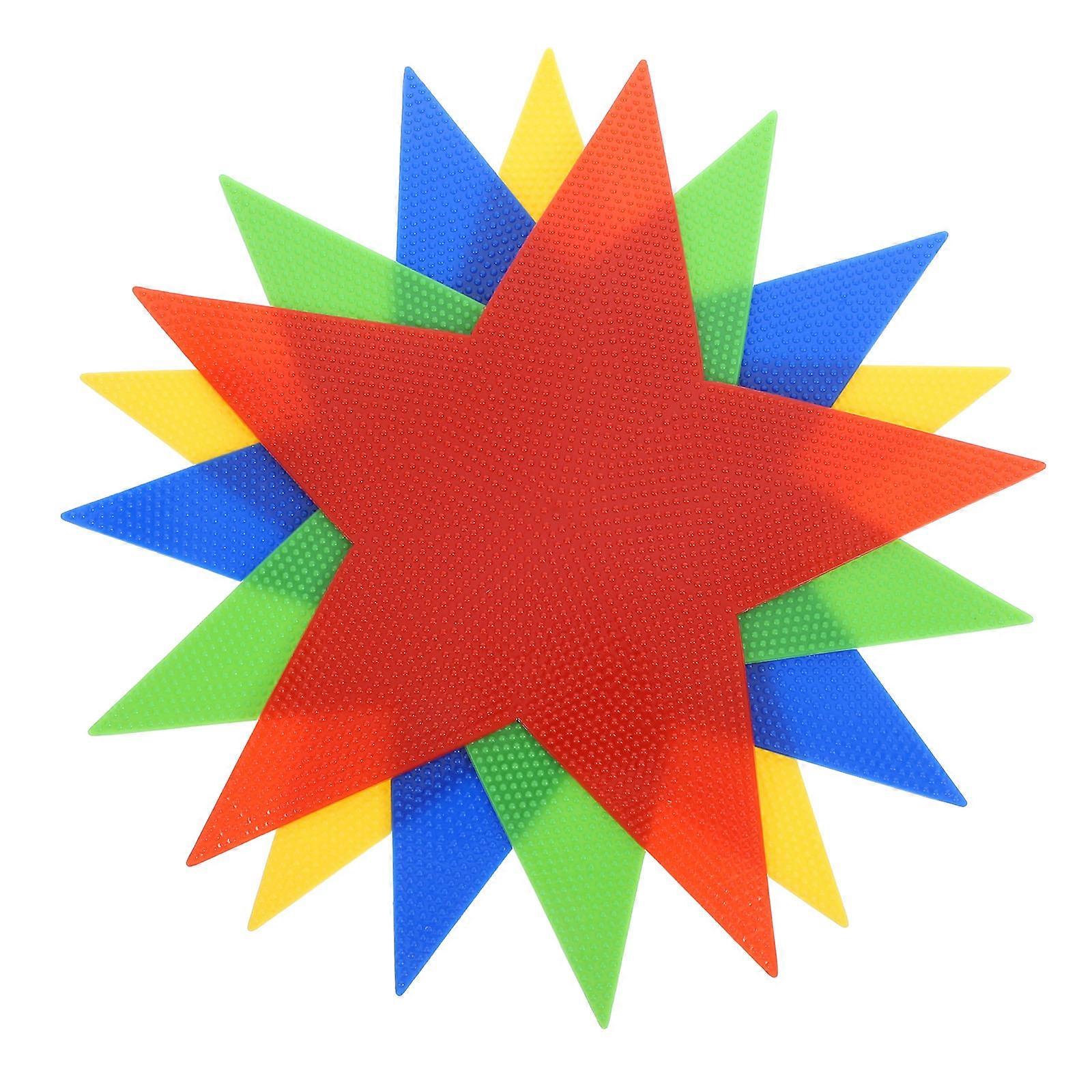 Star Shaped Slip Carpet Markers for Classroom Sports Training – Bright Red Blue Green Yellow – Removable Non Skid Floor Dots for Educational Games