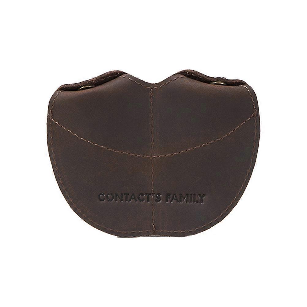 Cable Tie Organizer Rectangular Leather Earphone Cable Wrap Daily Use Dark Brown 1Set